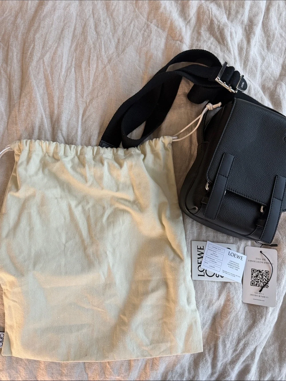 Loewe Military XS Black Leather Messenger Crossbody Bag